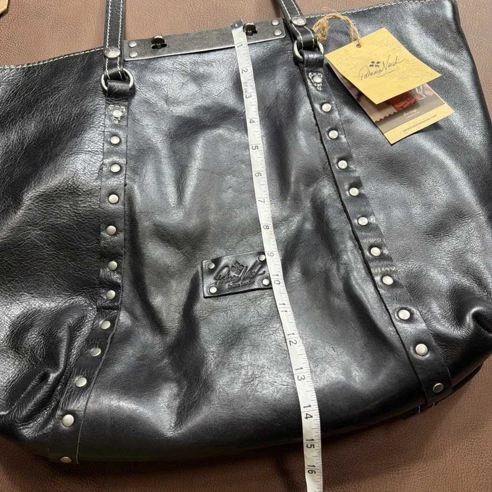 PATRICIA NASH Western Tote Shoulder Bag Studded Black Italian Leather Purse New!